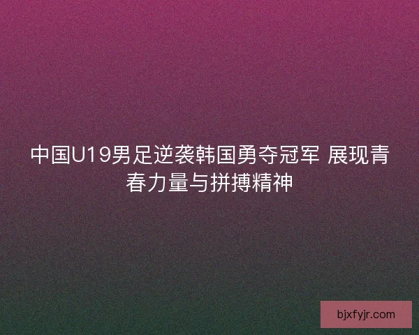 中国U19男足逆袭韩国勇夺冠军 展现青春力量与拼搏精神