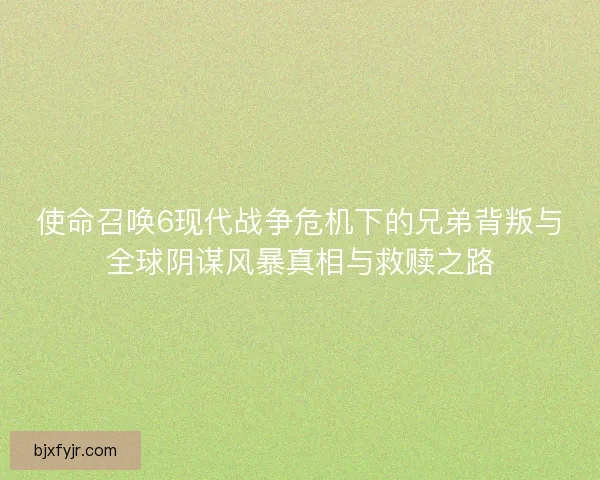 使命召唤6现代战争危机下的兄弟背叛与全球阴谋风暴真相与救赎之路